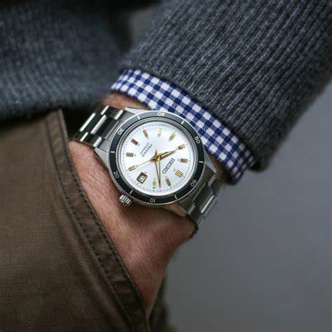 Seiko Presage SRPG03J1 Reloj automático para hombre - Serie Style 60's, esfera marfil, brazalete acero