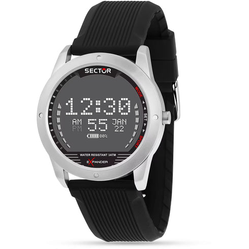 SECTORSector EX - 43 R3251239003 Men's Digital Watch - 39mm Black Dial, Black Silicone StrapWATCHESEcecile