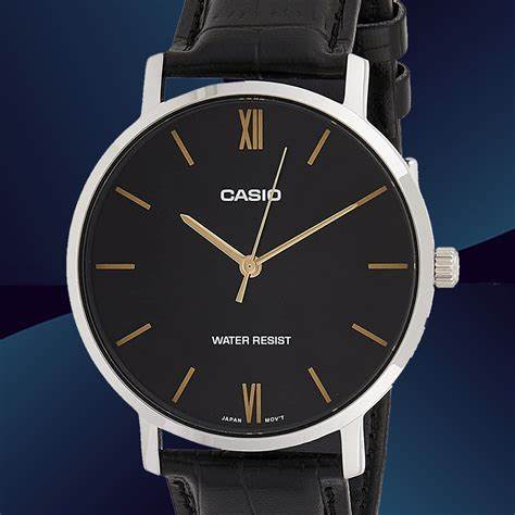 CASIO & VINTAGECasio MTP - VT01L - 1BUDF Men's Quartz Watch - Black Dial, Black Leather BandWATCHESEcecile