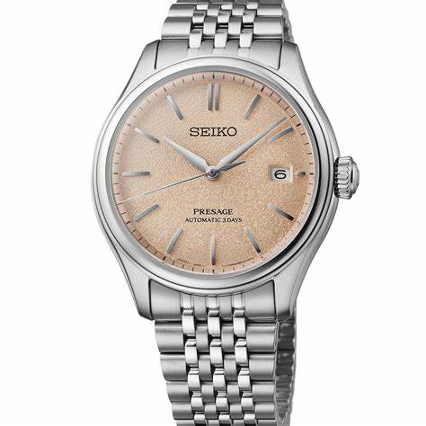 SEIKOSeiko Presage SPB467J1 Men's Automatic Watch - Pale Persimmon Dial, Stainless Steel BraceletWATCHESEcecile