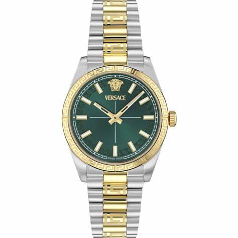 Versace VE0E00425 Millenyium Lady 32 mm Quartz – Green Dial, Two-Tone Steel