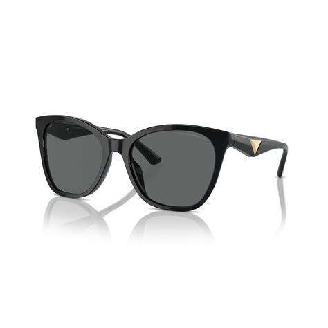 Lunettes de soleil Emporio Armani EA4222U 501787 pour femme - monture noire brillante, verres gris foncé, 56 mm