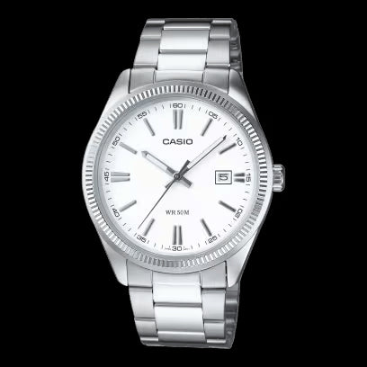 CASIO & VINTAGECasio MTP - 1302PD - 7A1VEF Men's Watch - White Dial, Stainless Steel BandWATCHESEcecile