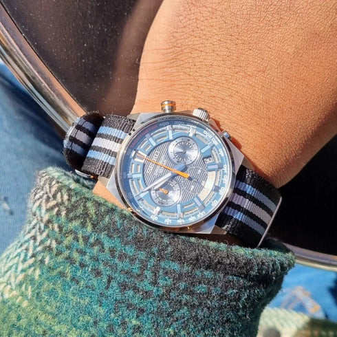 Seiko Chronograph SSB409P1 Men's Watch - Blue Dial, Nylon Strap