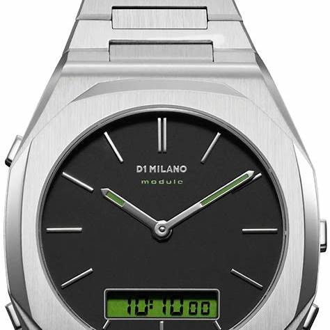 D1 MILANOD1 Milano Module 366 D1 - DGBJ01 Men's Watch - Silver Stainless Steel, Black Analog - Digital DialWATCHESEcecile