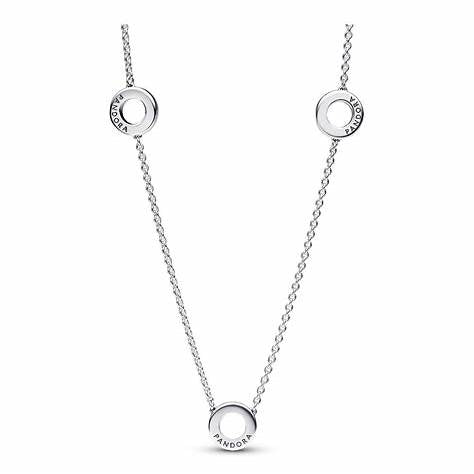 Pandora Collana a catena con cerchi pavé 393162C01-50 - Argento, zirconia cubica, 50cm