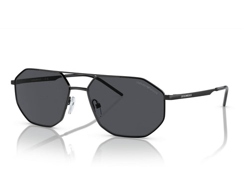 Emporio Armani EA2147 3001/87 Occhiali da sole da uomo - Montatura nera opaca, lenti grigio scuro, 58mm