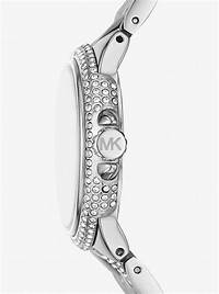 Michael Kors MK4804 Montre pour femme Mini Camille en argent avec lunette en cristal pavé