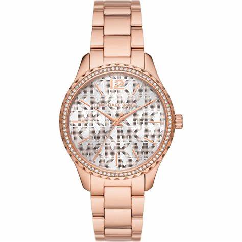 Michael Kors Layton MK7297 Women's Watch - Rose Gold-Tone, Logo Dial