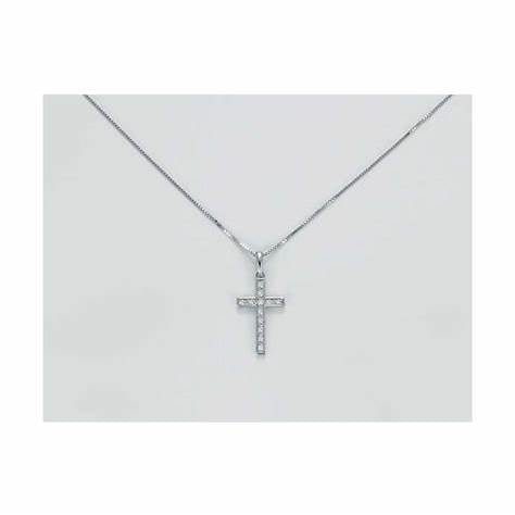 MILUNAMiluna CLD3981 Women's Necklace - White Gold Cross Pendant with DiamondsJEWELRYEcecile