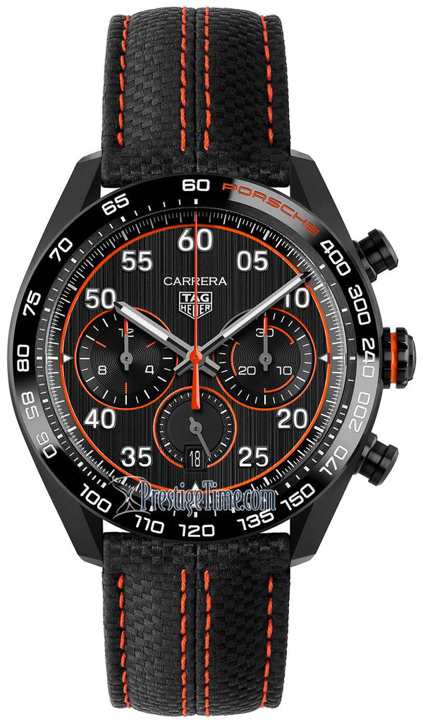 TAG HEUERTAG Heuer Carrera X Porsche Orange Racing CBN2A1M.FC6526 Men's Watch - Black Dial, Leather StrapWATCHESEcecile