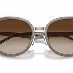 Lunettes de soleil Emporio Armani EA2146 3361/13 pour femme - monture or rose brillant, verres marron dégradés, 53mm