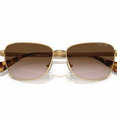 Ralph by Ralph Lauren RA4143 9004/13 Women's Butterfly Sunglasses – Shiny Gold Frame, Gradient Brown Lenses