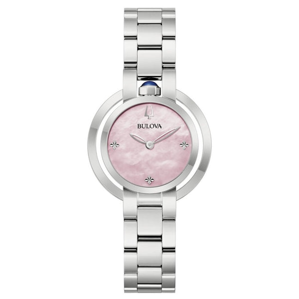 BULOVABulova 96L338 Women's Watch – Silver Steel, Pink MOP Dial, Sapphire CrystalWATCHESEcecile