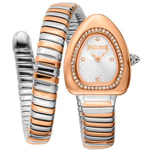 Just Cavalli JC1L249M0065 Montre à quartz pour femme - boîtier et bracelet ovales en argent