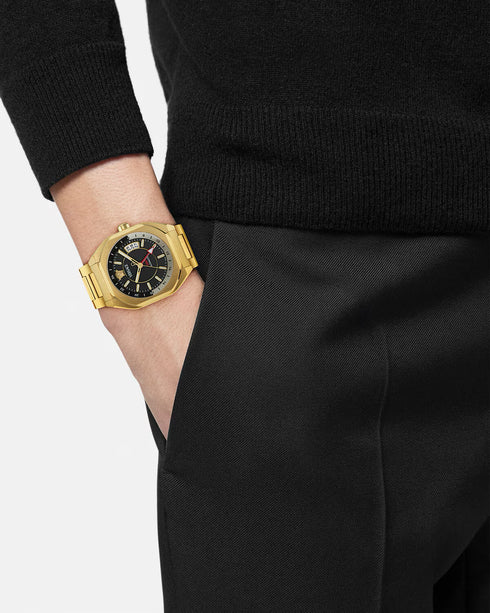 Versace V-Contempo GMT VE0I00425 Men’s Swiss Automatic – Gold, Black Dial