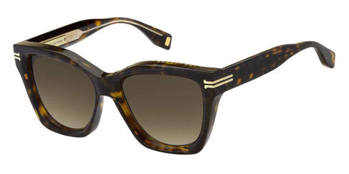 Lunettes de soleil yeux de chat pour femme Marc Jacobs MJ 1000/S KRZ/HA - monture havane, verres dégradés marron