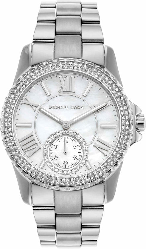 Michael Kors Everest MK7403 Damenuhr - Silber Edelstahl, Perlmutt-Zifferblatt