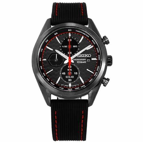 SEIKOSeiko SSC777P1 Men's Solar Chronograph Watch - Black Dial, Black Silicone StrapWATCHESEcecile