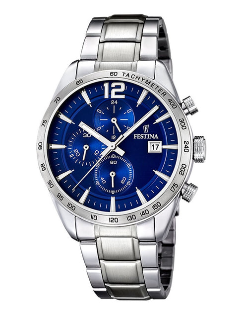 FESTINAFestina F16759/3 Chronograph Men's Watch – Blue Dial, Stainless Steel, 44mmWATCHESEcecile