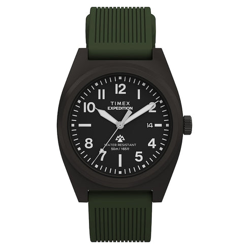 Timex TW2Y18000 Men’s Expedition Capstone 39mm Gunmetal Case Green Silicone Strap
