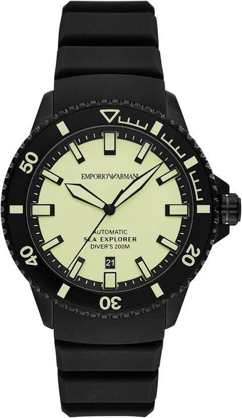 EMPORIO ARMANIEmporio Armani AR60085 Sea Explorer Men's Watch - Yellow Dial, Black StrapWATCHESEcecile