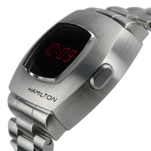 Hamilton PSR Digital Quartz Men's Watch – Stainless Steel Case, Hybrid Display