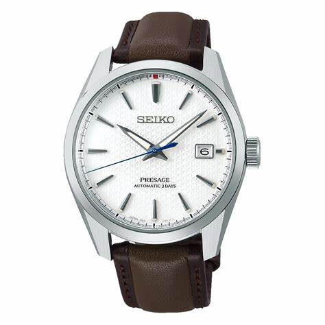 Seiko Presage SPB413J1 Reloj Automático de Edición Limitada para Hombre - 40.2mm Caja de Acero Inoxidable, Esfera Blanca Asanoha, Correa de Piel Marrón