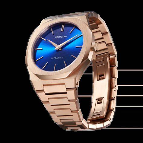 D1 MILANOD1 Milano Ultra Thin Petite Geo D1 - UTBL12 Women's Watch - Rose Gold Stainless Steel, Blue Sunray Dial, 34mmWATCHESEcecile