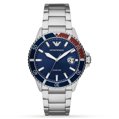 Emporio Armani AR11339 Men’s Diver Watch – Blue Dial, Pepsi Bezel, 42 mm