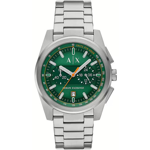Armani Exchange AX2862 Parker – 42 mm Green Dial Chronograph, Steel Bracelet