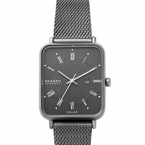 Skagen Danimarca SKW6757 Orologio solare Ryle - Maglia canna di fucile 36 mm, quadrante rettangolare