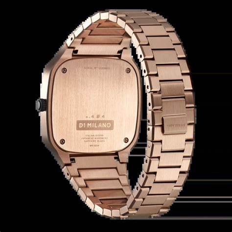 D1 Milano Square Champagne SQBJ04 Unisex-Uhr - Champagner PVD-Edelstahl, 37 mm