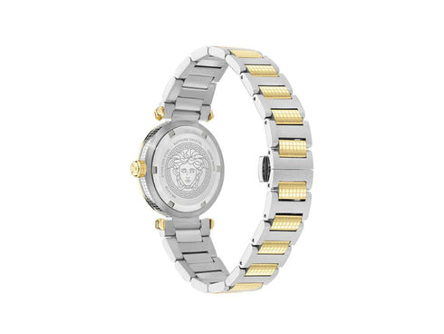 Versace Greek VE5B00325 Women’s Two-Tone Watch – Silver Dial, 35 mm