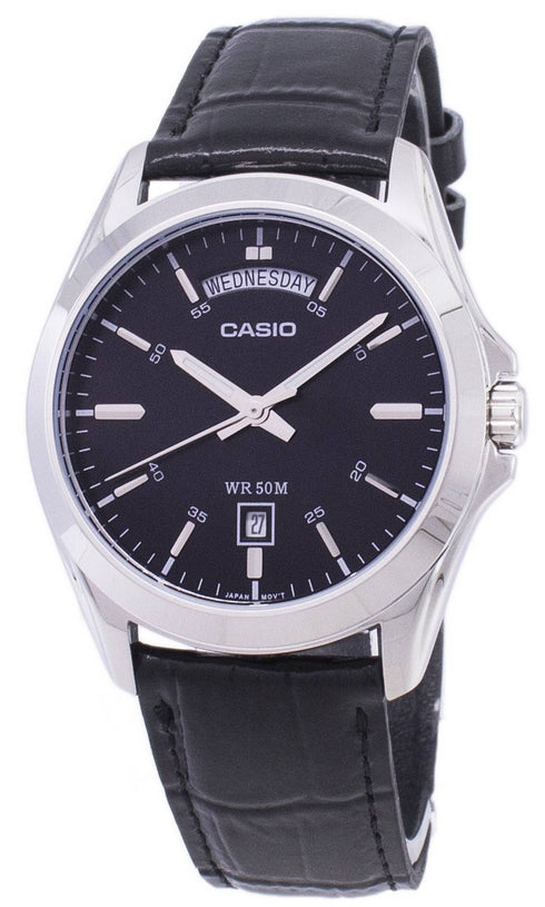 CASIO & VINTAGECasio MTP - 1370L - 1AVDF Men's Analog Watch - Black Leather Band, Black DialWATCHESEcecile