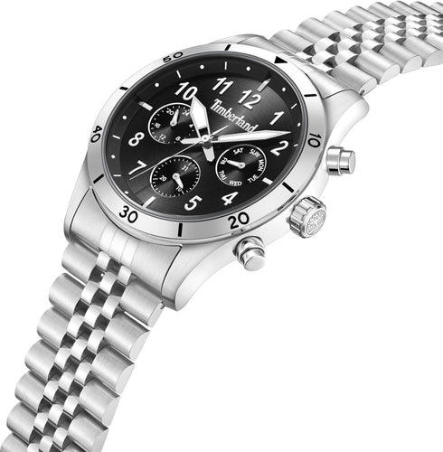 TIMBERLANDTimberland TDWGK0054703 Ashmont Men's Watch – 44mm Silver Stainless Steel Case, Black Dial, Silver Bracelet, Multifunction Quartz Movement, 5 ATM Water ResistanceWATCHESEcecile