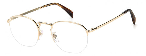 DAVID BECKHAMDavid Beckham DB 1087 3CE Eyeglasses – Gold Striped Brown, Oval Semi - Rimless, 50mmEYEWEAREcecile