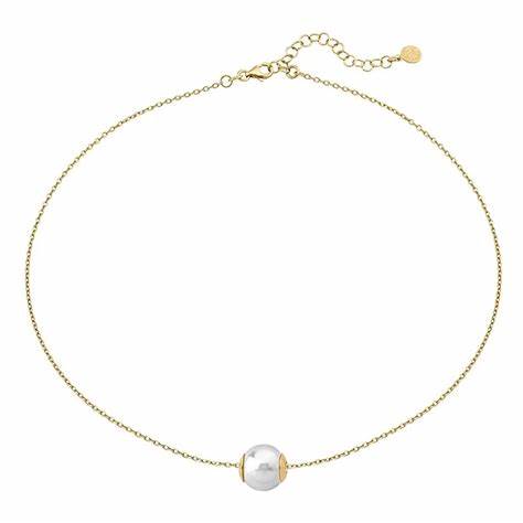 Majorica Classic Necklace 15466.01.1.000.010.1 – 925 Silver, 18K Gold Plated, 12mm White Pearl