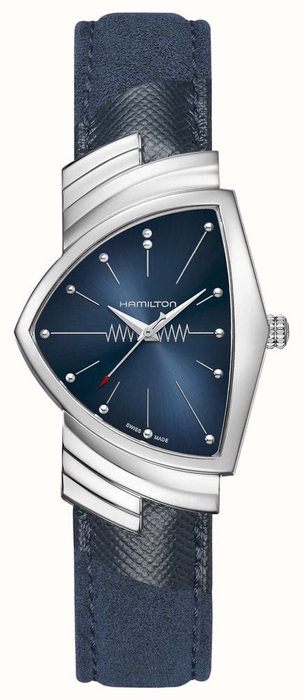 Hamilton Ventura Quartz H24411942 - 32.3mm x 50.3mm Edelstahlgehäuse, blaues Zifferblatt, blaues Alcantara-Armband