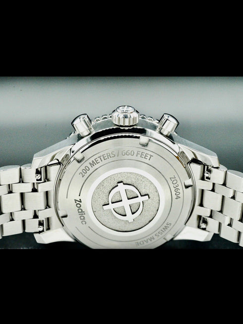 ZODIACZodiac Sea - Chron ZO3604 Men's Automatic Chronograph Watch - Black Dial, Stainless Steel BraceletWATCHESEcecile
