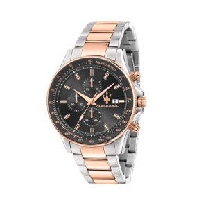MASERATIMaserati Sfida R8873640014 Chronograph 44 mm Men's Watch – Bi‑Color Rose Gold/Silver, Black Dial, 10 ATMEcecile