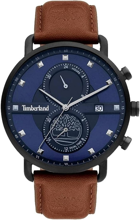 TIMBERLANDTimberland TDWGF2101003 Men's 45mm Blue Dial Quartz Watch – Brown Leather StrapWATCHESEcecile
