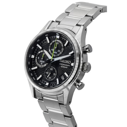 Seiko SSB419P1 Reloj Cronógrafo de Cuarzo para Hombre - 39.5mm Acero Inoxidable, Esfera Negra