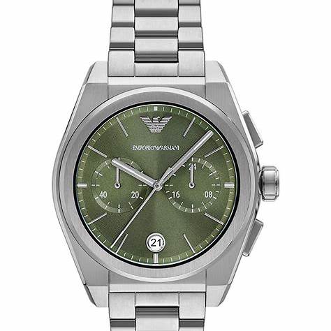 EMPORIO ARMANIEmporio Armani AR11640 Men's Chronograph Watch - Silver Case, Green DialWATCHESEcecile