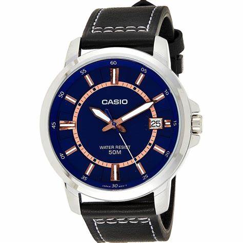 CASIO & VINTAGECasio MTP - E130L - 2A Men's Watch - Blue Dial, Leather StrapWATCHESEcecile