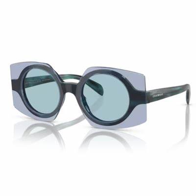 Emporio Armani EA4207 603180 Women's Sunglasses - Blue Frame, Light Blue Lenses, 46mm