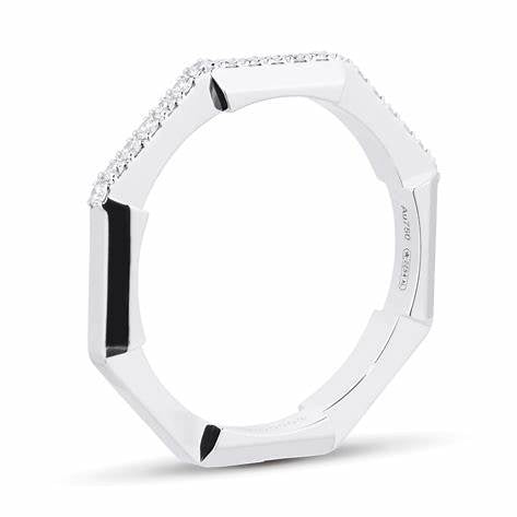 Bague Gucci Link to Love en or blanc 18ct avec diamant de 3 mm - Taille 6