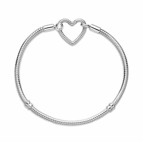 PANDORAPandora Moments Heart Closure Snake Chain Bracelet 599539C00 - 19 - Sterling Silver, 19cmBIJOUXEcecile