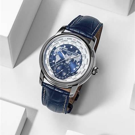 Frederique Constant Classics Worldtimer Manufacture FC-718NWWM4H6 - 42mm Edelstahlgehäuse, blaues Zifferblatt, automatisches Uhrwerk