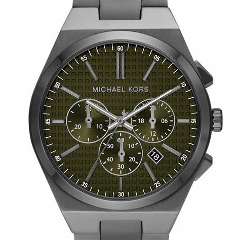 Michael Kors MK9118 Herrenuhr mit übergroßem Chronographen aus Gunmetal-Edelstahl